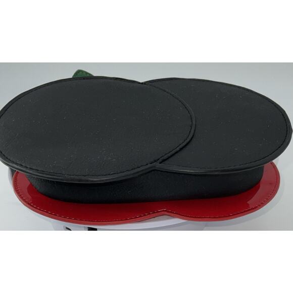 Red Cherry Shaped Vinyl Crossbody Shoulder Bag Retro Inspired - Picture 4 of 6